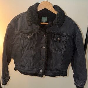 Wild Fable Black Jean Jacket with Sherpa Collar